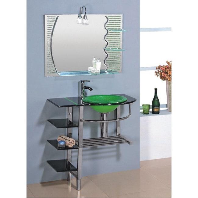 Kokols Clear Vessel Sink Pedestal 3 shelf Bathroom Vanity