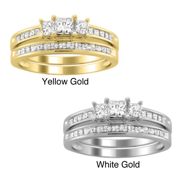 14k Gold 1ct TDW Princess-cut Diamond Bridal Ring Set (H-I, I1-I2 ...
