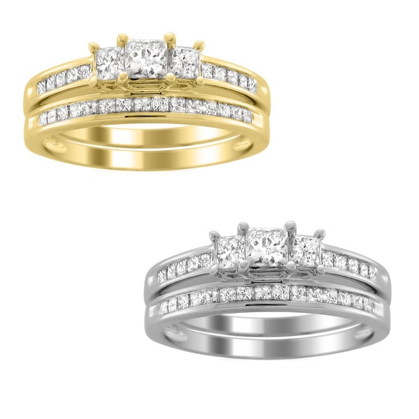 montebello 14k gold 1ct tdw princess cut diamond bridal ring set - Princess Cut Diamond Wedding Ring montebello 14k gold 1ct tdw princess cut diamond bridal ring set - Princess Cut Diamond Wedding Ring