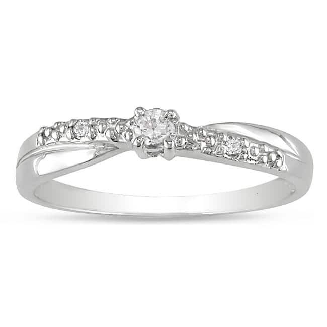 10k White Gold Diamond Accent Promise Ring - 4