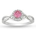 Miadora 14k White Gold 3/8ct TDW Pink and White Diamond Halo Ring