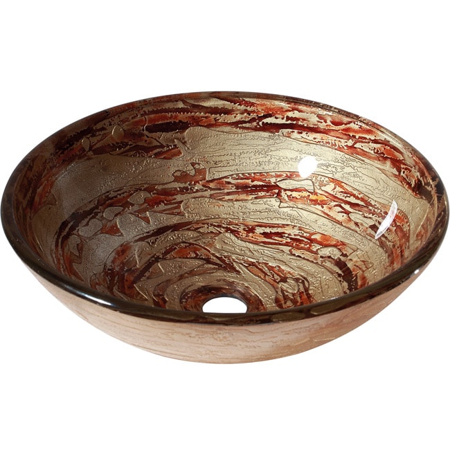 Avanity Contemporary Copper Swirl Tempered Glass Vessel Sink