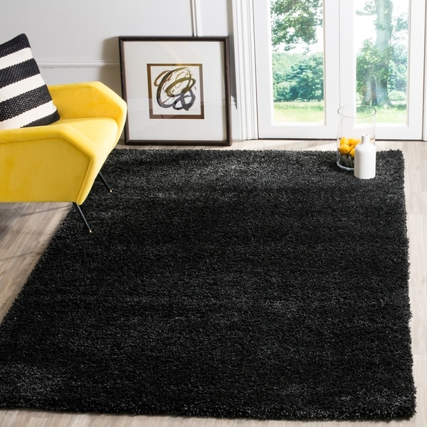 Safavieh California Cozy Plush Black Shag Rug - 5'3' x 7'6'