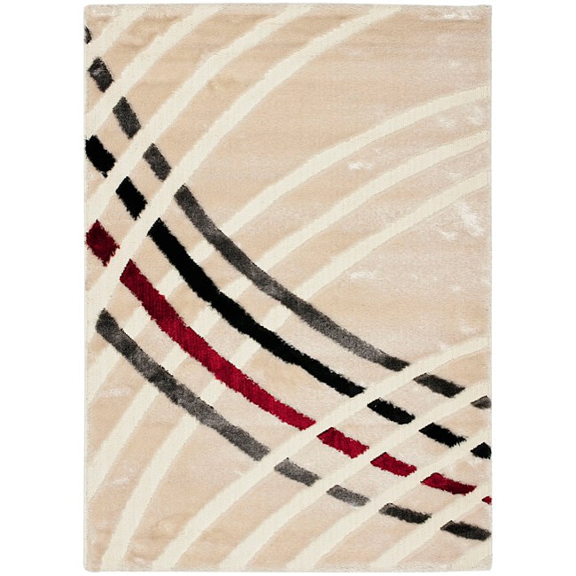 Handwoven Contemporary Silken Embossed White Shag Rug (53 X 76)