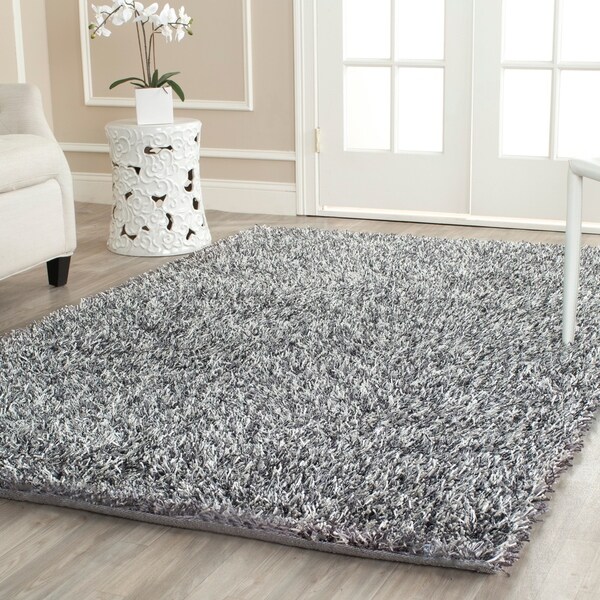 Safavieh Handmade New Orleans Shag Platinum/ Ivory Textured Polyester Area Rug - 8' x 10'