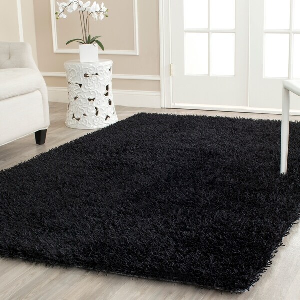 Safavieh Handmade New Orleans Shag Black Textured Polyester Area Rug - 8' x 10'