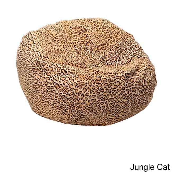 Gold Medal Jumbo Animal Print Round Bean Bag Chair