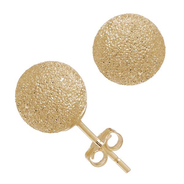 Gioelli 14k Yellow Gold 8mm Laser Cut Ball Stud Earrings