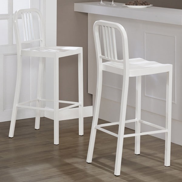 Shop White Metal Bar Stools (Set of 2) - Free Shipping Today