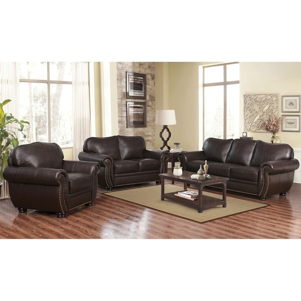 shop abbyson richfield topgrain leather living room sofa