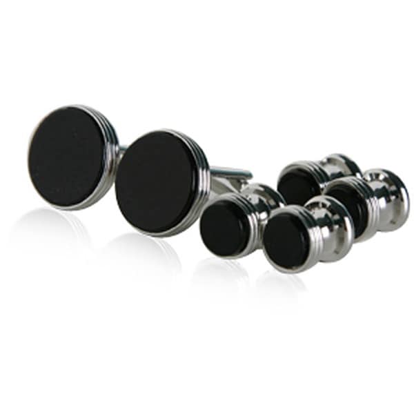 Cuff Daddy Silvertone Onyx 6 piece Cuff Link Set Cuff Daddy Cuff Links