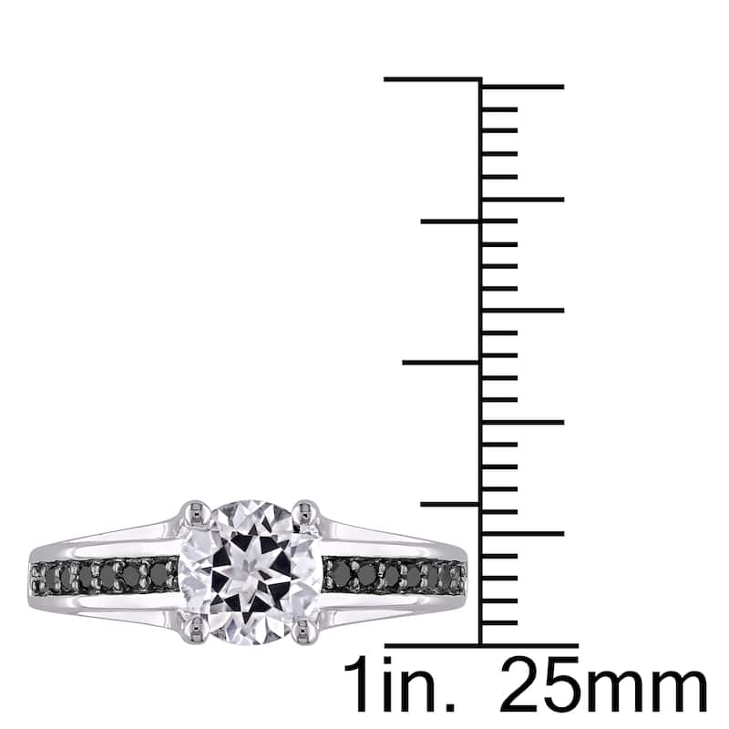 Miadora Sterling Silver with Black Rhodium Created White Sapphire and 1/6ct TDW Black Diamond Engagement Ring