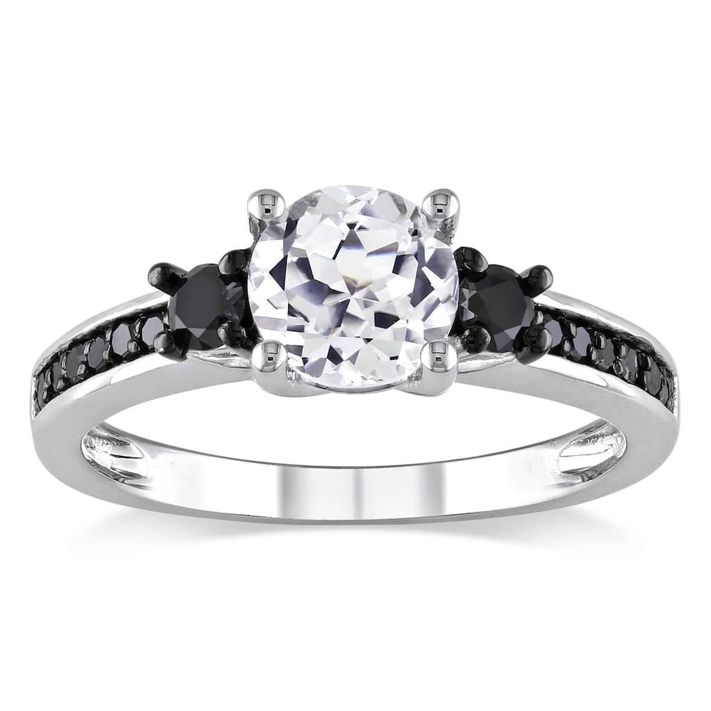 Miadora Sterling Silver 1/3ct TDW Black Diamond and White Sapphire Ring
