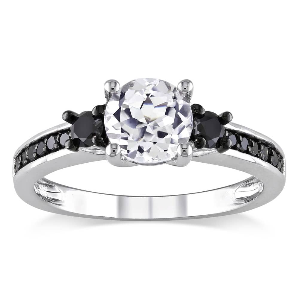 Miadora Sterling Silver 1/3ct TDW Black Diamond and White Sapphire Ring