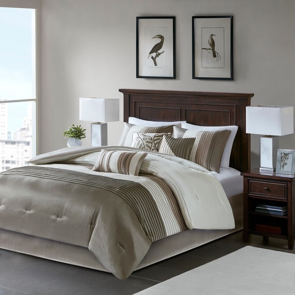 shop madison park eastridge natural 7-piece comforter set - free