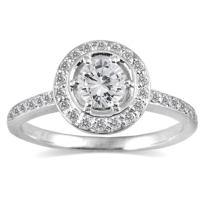 Shop Marquee Jewels 14k White Gold 3/4ct TDW Diamond Halo Engagement ...