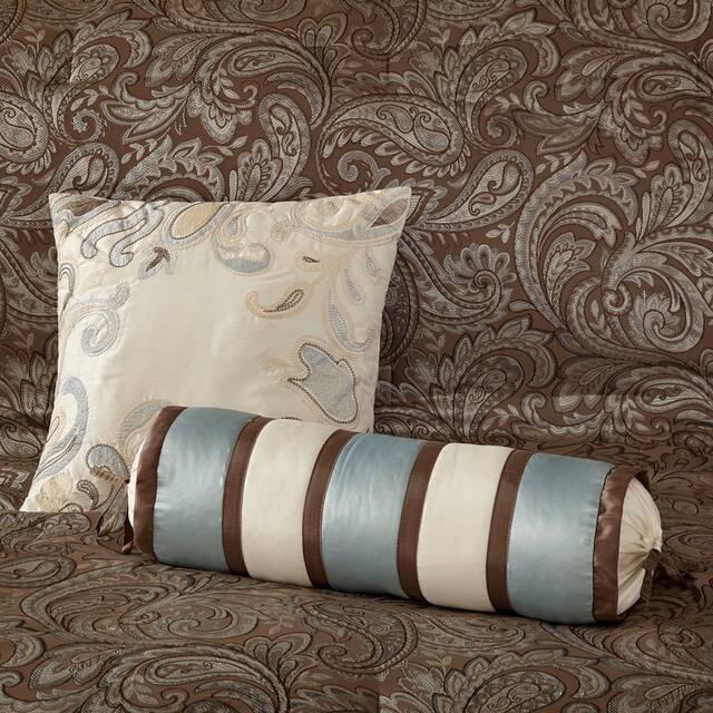 Madison Park Whitman Blue/ Brown Complete Comforter and Cotton Sheet Set