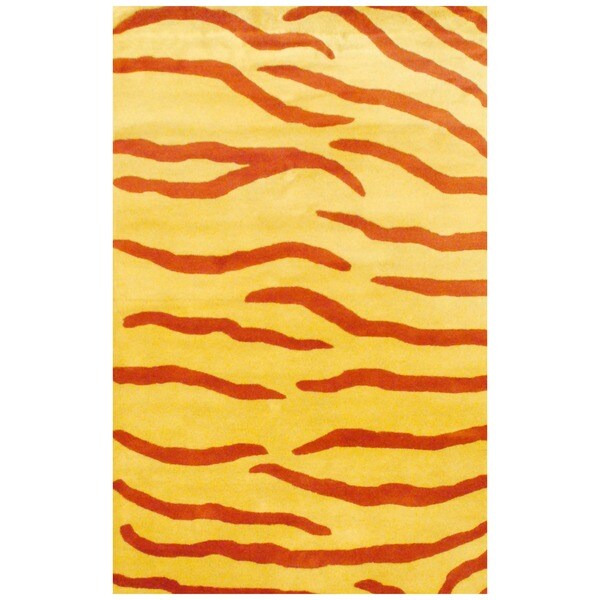 Herat Oriental Indo Hand-tufted Zebra Stripe Wool Rug (5' x 8')