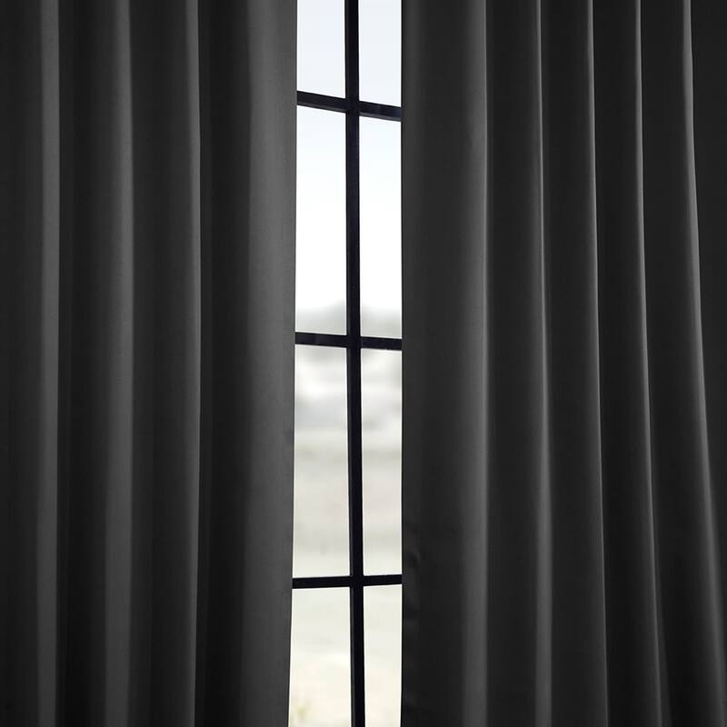 Exclusive Fabrics Jet Black Room Darkening Curtain Panel Pair (2 Panels)