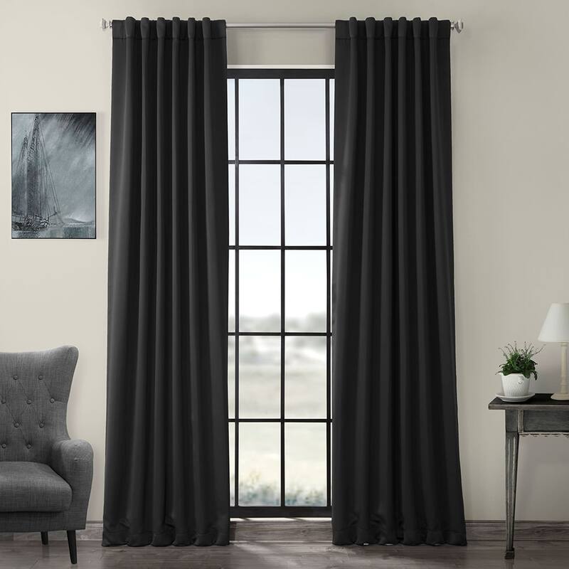 Exclusive Fabrics Jet Black Room Darkening Curtain Panel Pair (2 Panels)
