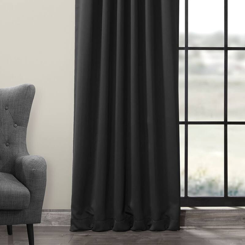 Exclusive Fabrics Jet Black Room Darkening Curtain Panel Pair (2 Panels)