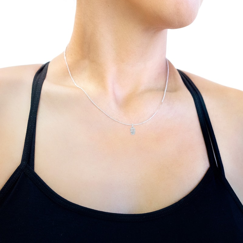 Annello by Kobelli 14k Gold 1/10ct TDW Diamond Accent Mini Hamsa Necklace
