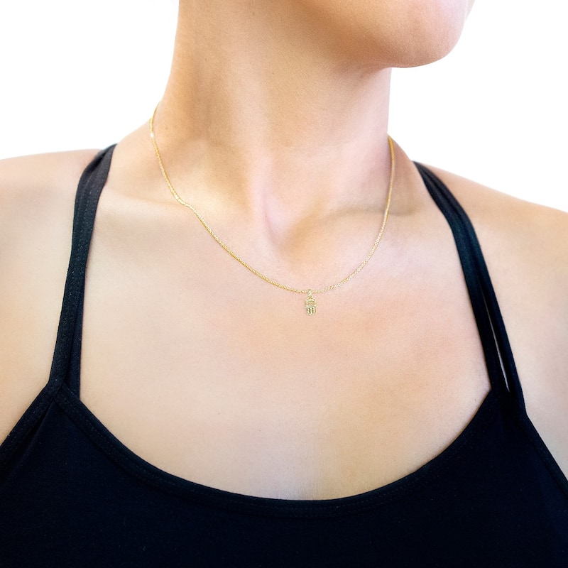 Annello by Kobelli 14k Gold 1/10ct TDW Diamond Accent Mini Hamsa Necklace