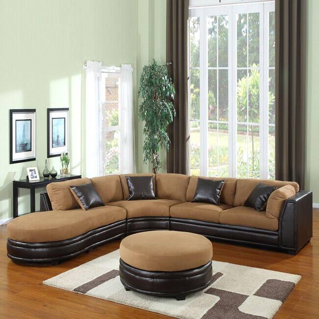 Three Piece Dark Brown Sectional