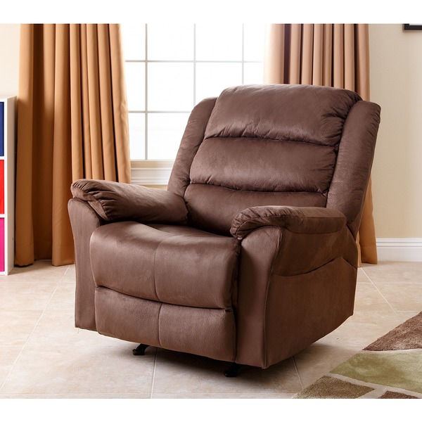 ABBYSON LIVING Sydney Brown Microsuede Rocker Recliner  