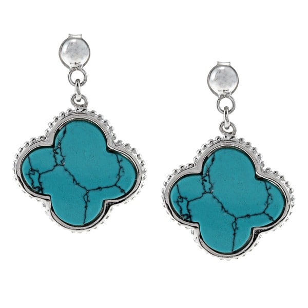 La Preciosa Sterling Silver Turquoise Clover Earrings La Preciosa Gemstone Earrings