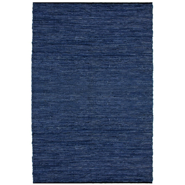 Hand woven Matador Blue Leather Rug (8 X 10)