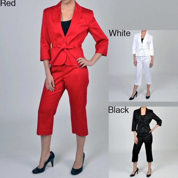 cropped pants suit womens