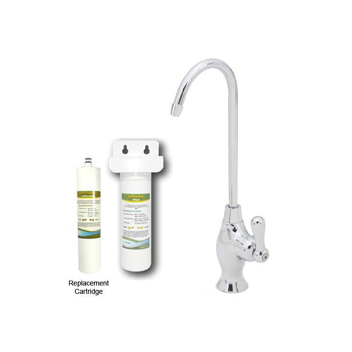 Westbrass Chrome Cold Water Dispenser Drinking Faucet with Under-counter Filter Kit