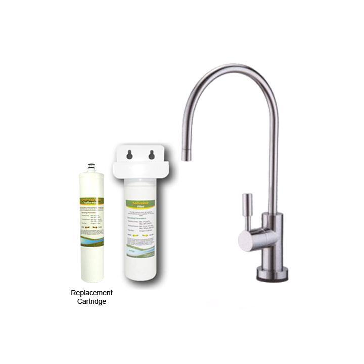 Westbrass Satin Nickel Cold Water Dispenser Kitchen Faucet with Under-counter Filter Kit