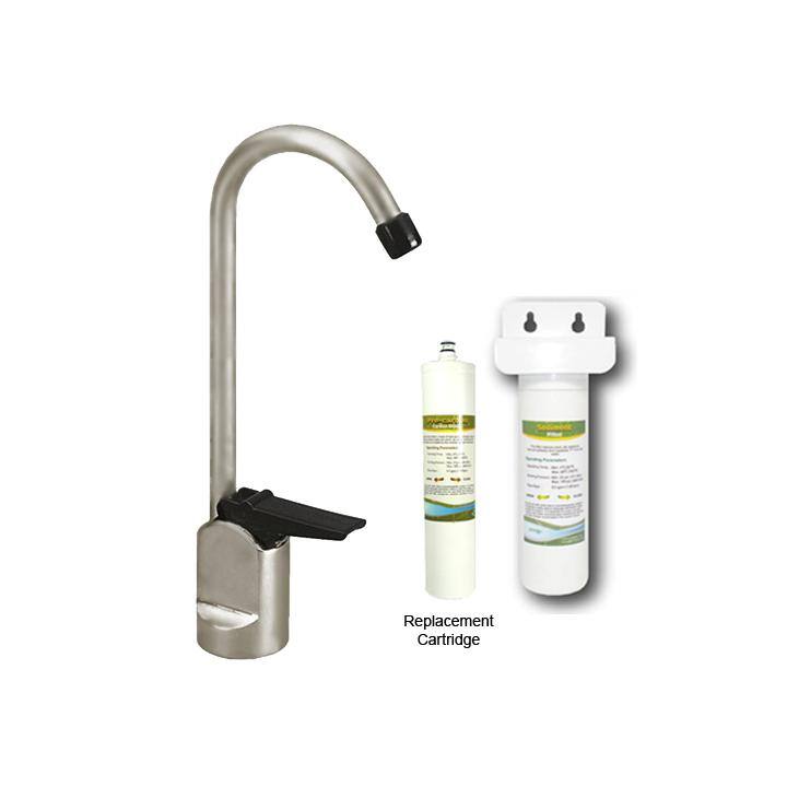 Westbrass Satin Nickel Touch-flo Cold Water Dispenser Faucet with Under-counter Filter Kit