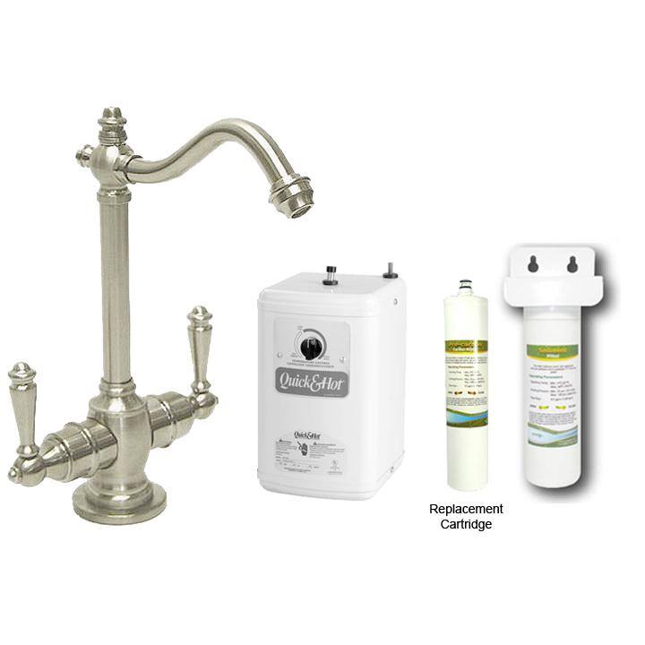 Westbrass Satin Nickel Victorian Hot/ Cold Water Dispenser Faucet with Under-counter Filter Kit