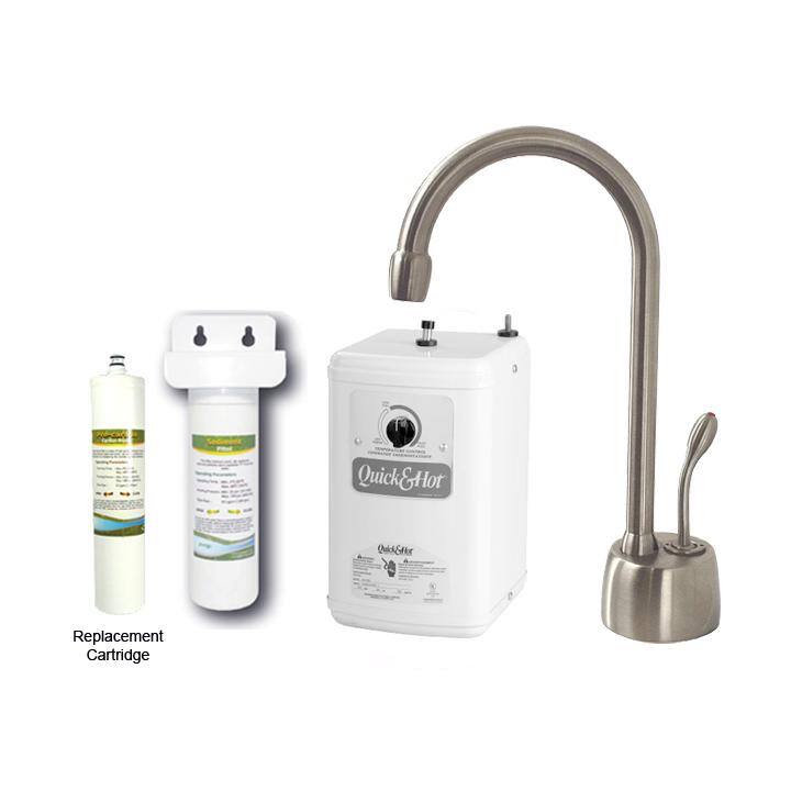 Westbrass Stainless Steel Classic Hot Water Dispenser Faucet with Under-counter Filter Kit
