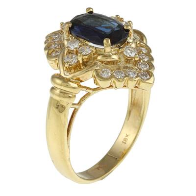 Kabella 18k Yellow Gold Sapphire and 3/4ct TDW Diamond Ring (G-H, SI1-SI2)