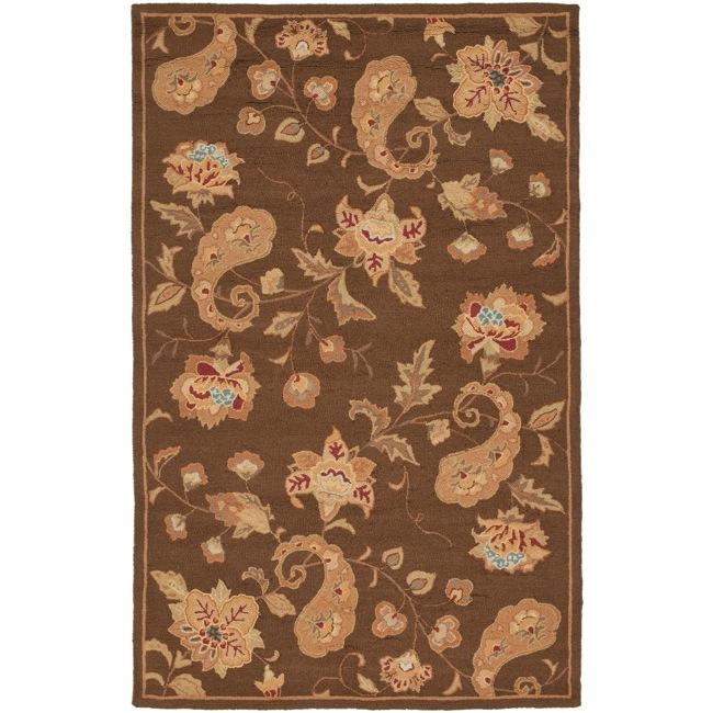 Handmade Paisley Brown Wool Rug (83 X 11)