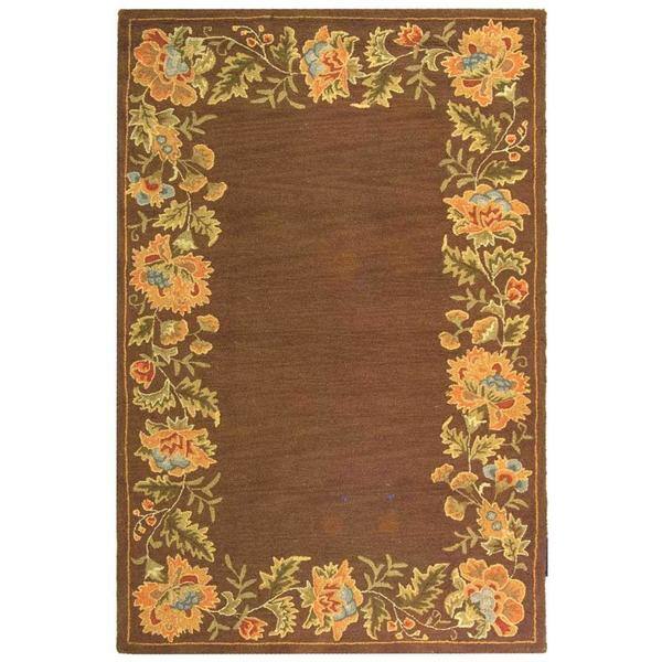 SAFAVIEH Handmade Berkeley Delphine Botanical Wool Rug - 8'9" x 11'9" - Brown - Rectangle