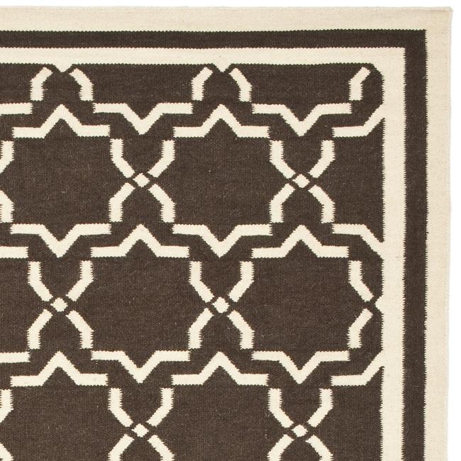 Safavieh Hand woven Moroccan Reversible Dhurrie Chocolate/ Ivory Wool