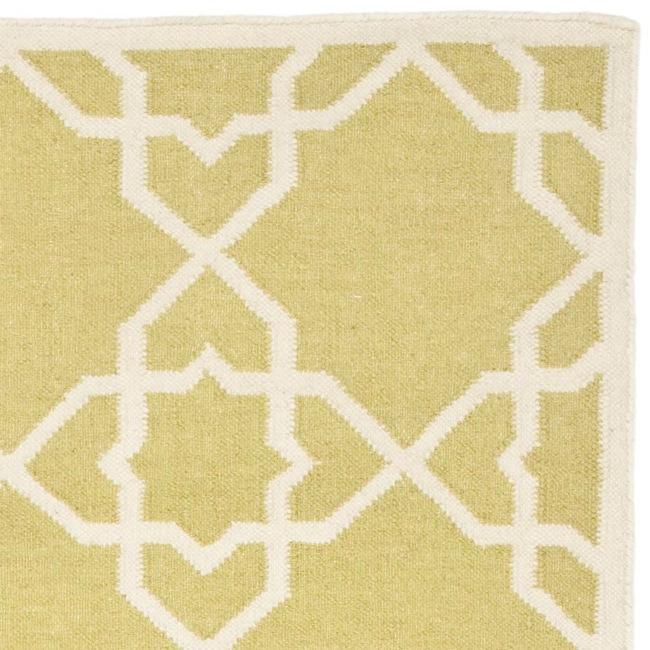 Safavieh Green/ Ivory Handwoven Moroccan Reversible Dhurrie Wool Runner