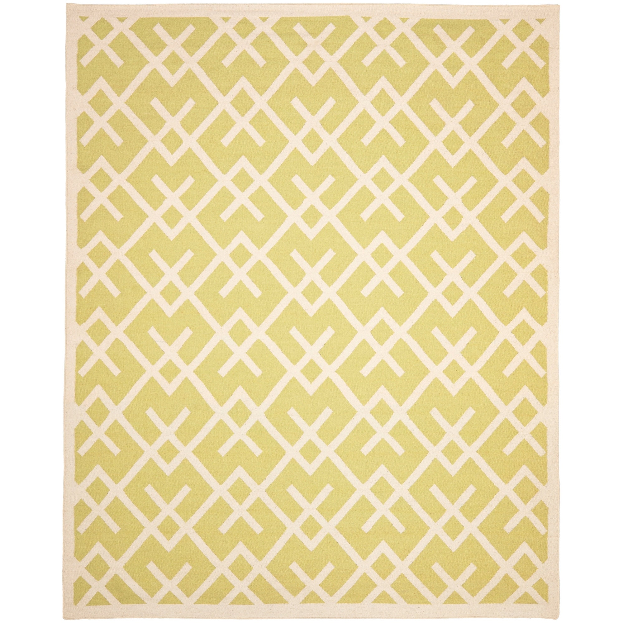 Safavieh Handwoven Moroccan Dhurrie Light Green/ Ivory Wool Area Rug (4 X 6)