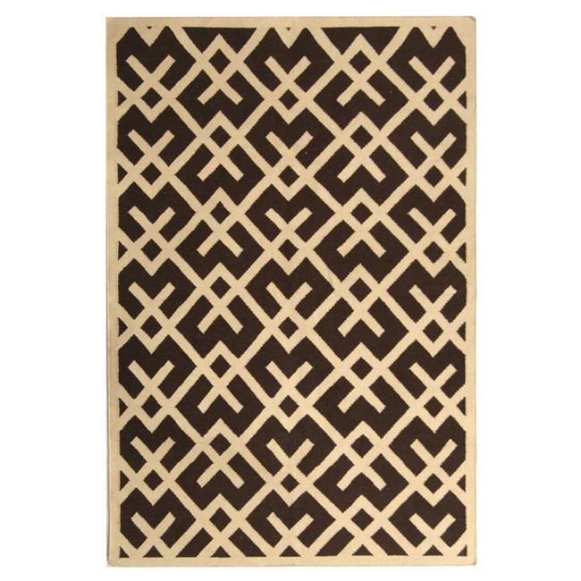 Safavieh Handwoven Moroccan Dhurrie Chocolate/ Ivory Wool Area Rug (6 X 9)