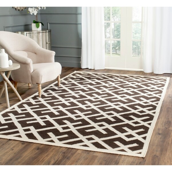 Safavieh Handwoven Moroccan Reversible Dhurrie Chocolate/ Ivory Wool Area Rug - 8' x 10'