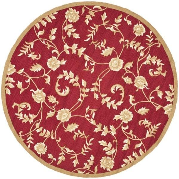 Shop Safavieh Handhooked Trellis Red/ Gold Polypropylene Rug 8' x 8
