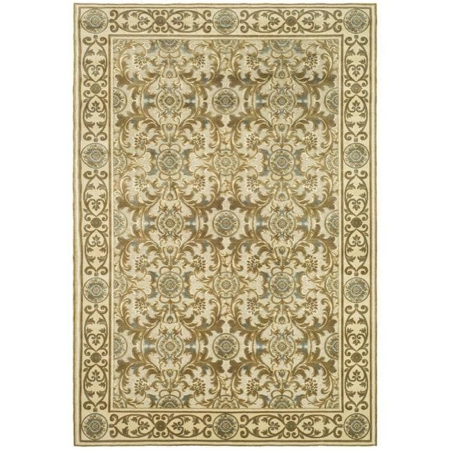 Paradise Garden Floral Cream Viscose Rug (53 X 76)