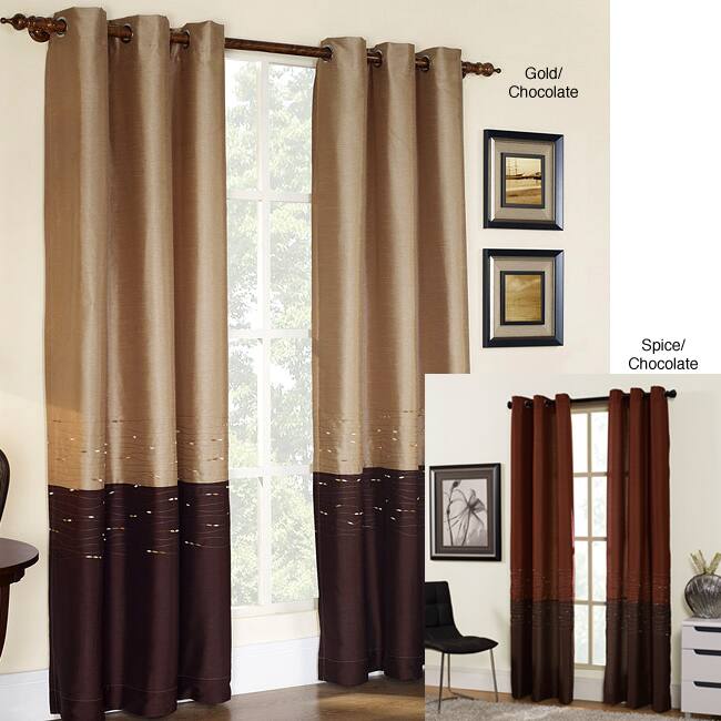 Horizon Embroidery Grommet 84-inch Curtain Panel