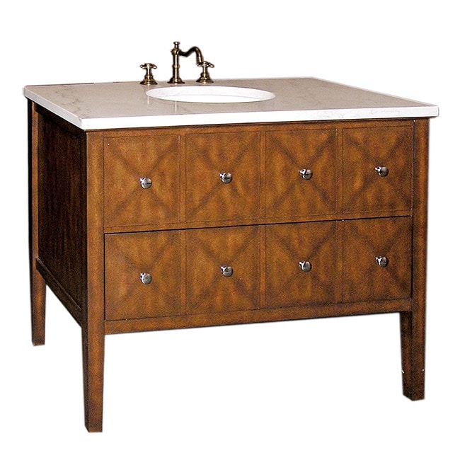 Marble-Top 41.5-Inch Single-Sink Bathroom Vanity - Overstock - 5963537