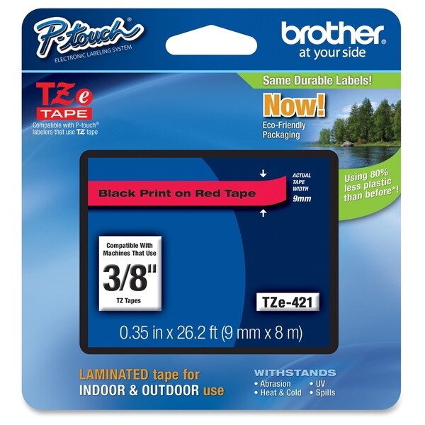 Brother Black on Red Label Tape